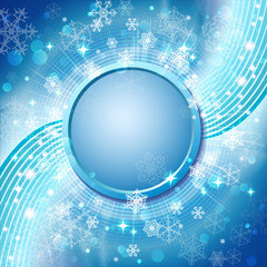 Blue christmas background with snowflakes fnd space for text.