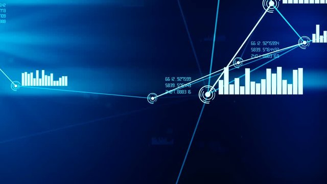 Futuristic abstract blue network and data connection 3D animation. Looping particle nodes move and connect in seamless loop. Technology, communication and social media concept. Alpha channel matte