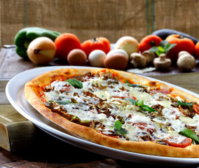 Delicious roast pizza