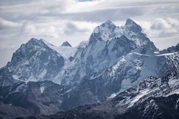 Fototapeta na wymiar View of Mount Ushba from the slope of Elbrus