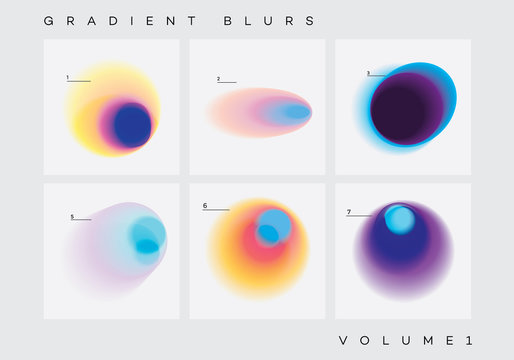 Colorful vibrant gradient blurs design elements