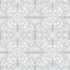  Seamless pattern, background with Floral pattern in art nouveau style,