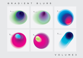 Colorful vibrant abstract gradient blurs collection