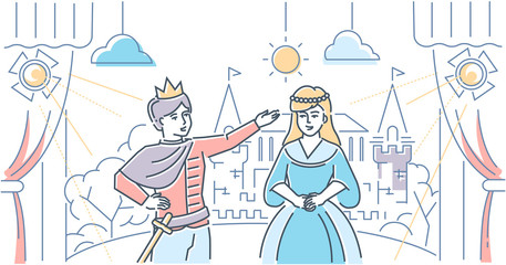 Theatre school - modern line design style web banner