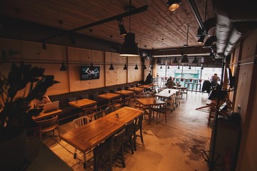 Cozy and minimal urban restaurant interior design 