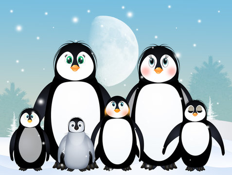 illustration of penguins in winter