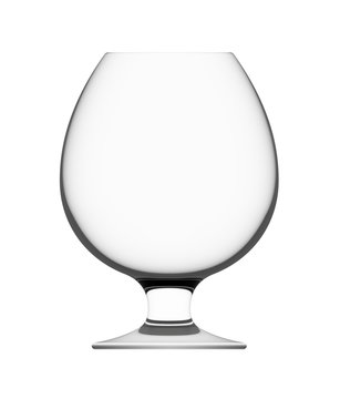 Empty cognac glass isolated on white background, 3D illustration.
