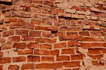 distorted brick wall, sunset