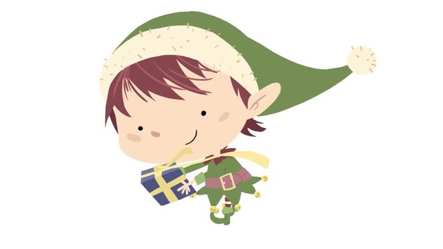 Elfo con un regalo de navidad