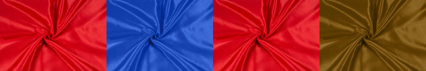 The fabric is crepe satin, different colors, set in one of the photos