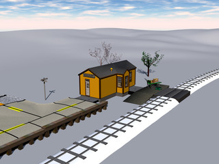 Bahnhof mit Gleisen und Signalen