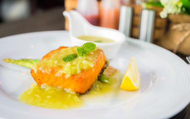 White Salmon Steak Plate