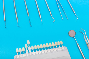 Chart Teeth and dentist tools up