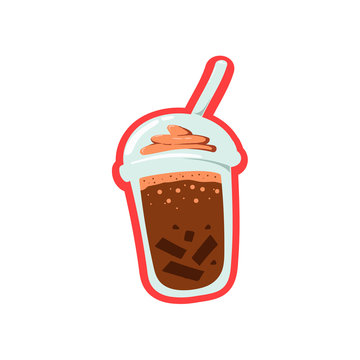 Chocolate take away plastic cup drink vector template