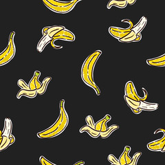 Banana hand drawing seamless pattern