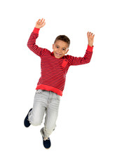 Happy latin child jumping