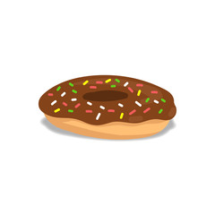Chocolate with colorful chocolate sprinkles or sugar stands messes donut or doughnut doodle vector illustration