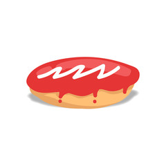 Strawberry donut or doughnut topping vector illustration