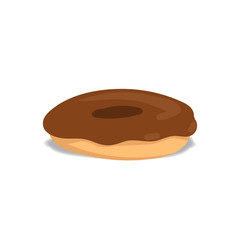 Chocolate plain donut or doughnut doodle vector illustration