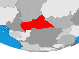 Fototapeta premium Central Africa on simple political 3D globe.