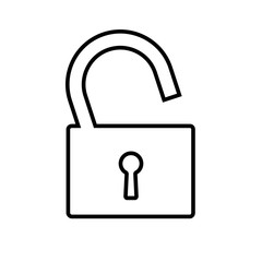 Padlock line icon. Open lock representing security, restricted access, privacy. Vector Illustration