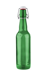 Green bottle beer isolated on white background