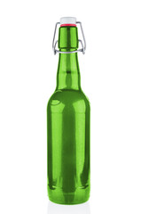 Green bottle beer isolated on white background