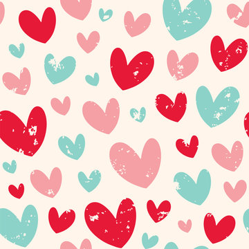 Cute seamless vector pattern with hearts. Can be used for wallpaper, fabric fills, web page background, fabric, surface textures, gifts, wrapping paper, scrapbook, fabric, wallpaper.