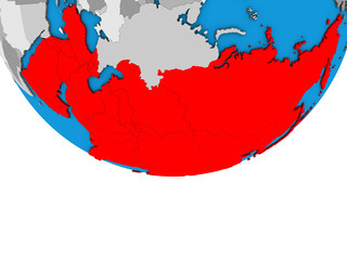 Fototapeta premium Asia on simple political 3D globe.
