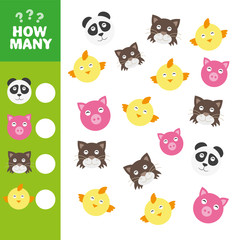 Obraz premium Cartoon Vector Illustration of Education Counting Game for Preschool Children