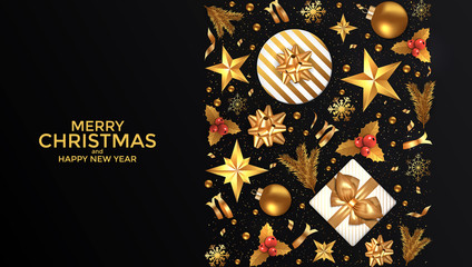 Holiday New year card - 2019 on black background 3