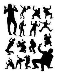 Shocked fright people silhouettes. Good use for symbol, logo, web icon, mascot, sign, or any design you want.