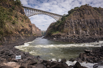 Victoria Falls bridge from The Boiling Pot on The Zambezi River, Zambia