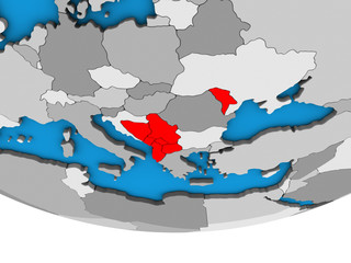 Fototapeta premium CEFTA countries on simple political 3D globe.