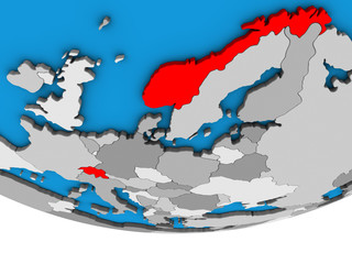 Obraz premium EFTA countries on simple political 3D globe.
