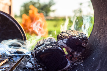 Smoke wood coals