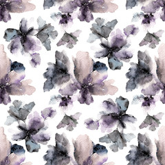 Seamless floral background. Fabric floral pattern. Textile pattern template. 
Grey flowers. Watercolor floral background. Wedding invitation design.