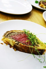 Beef Wellington on plates