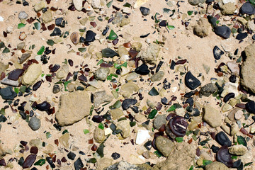 creative stones and glass on the beach on paradise island - 233198247
