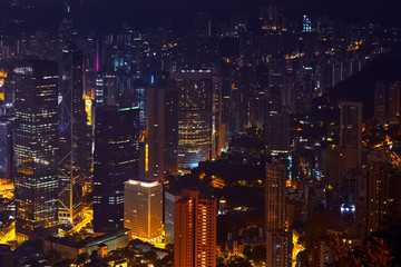 night cityscape of metropolis in hong kong