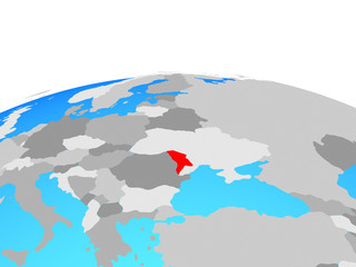 Moldova on political globe.