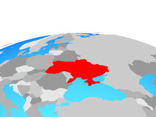 Ukraine on political globe.