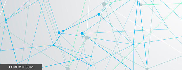 Vector banner design with connecting dots and lines and network geometry abstract background