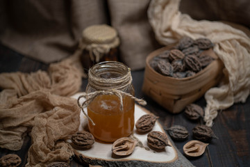 wonderful honey in a glass jar