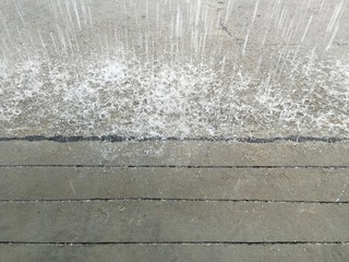 water drops on ground in rainy day