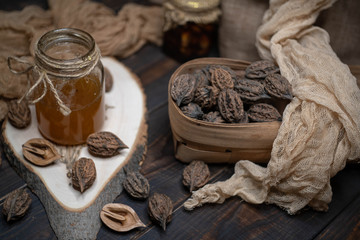 wonderful honey in a glass jar