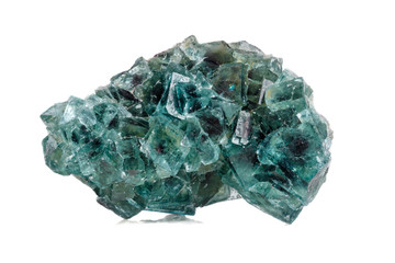 Macro mineral stone Fluorite on a white background