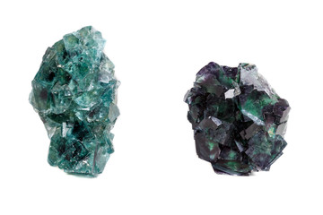 Macro mineral stone Fluorite on a white background