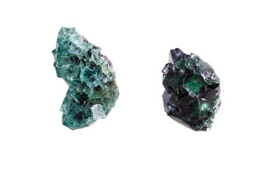 Macro mineral stone Fluorite on a white background