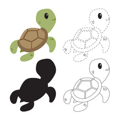 turtle worksheet vector design for kid